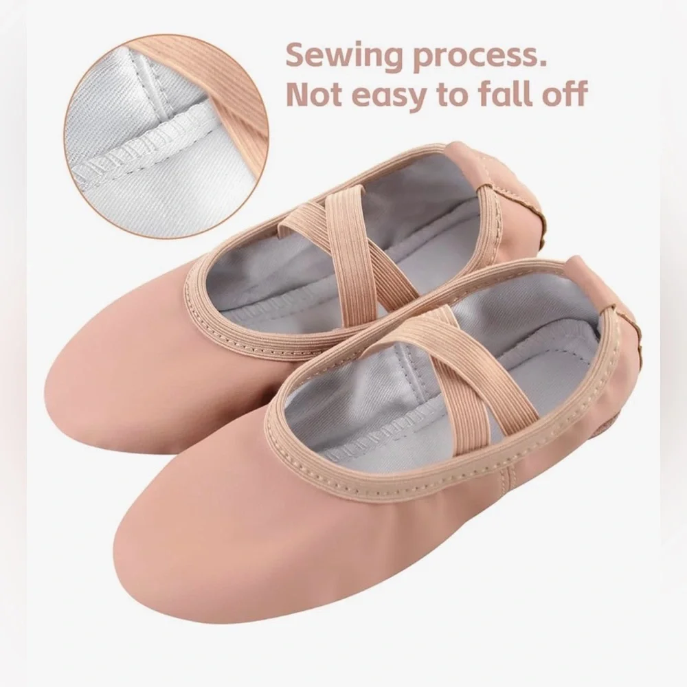 AENLLEY Girls Ballet Shoes Toddler Ballet Slippers Soft Leather sz 7m 15cm